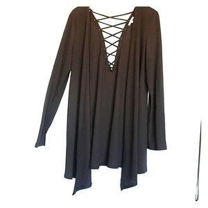 Ribbed back laced cardigan